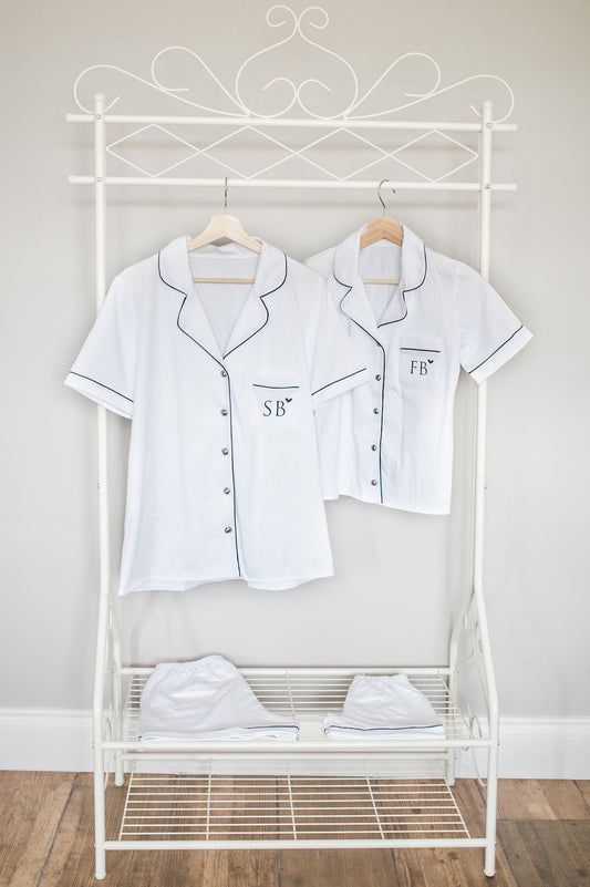 Personalised Monogrammed Heart Cotton Pyjamas - Short style
