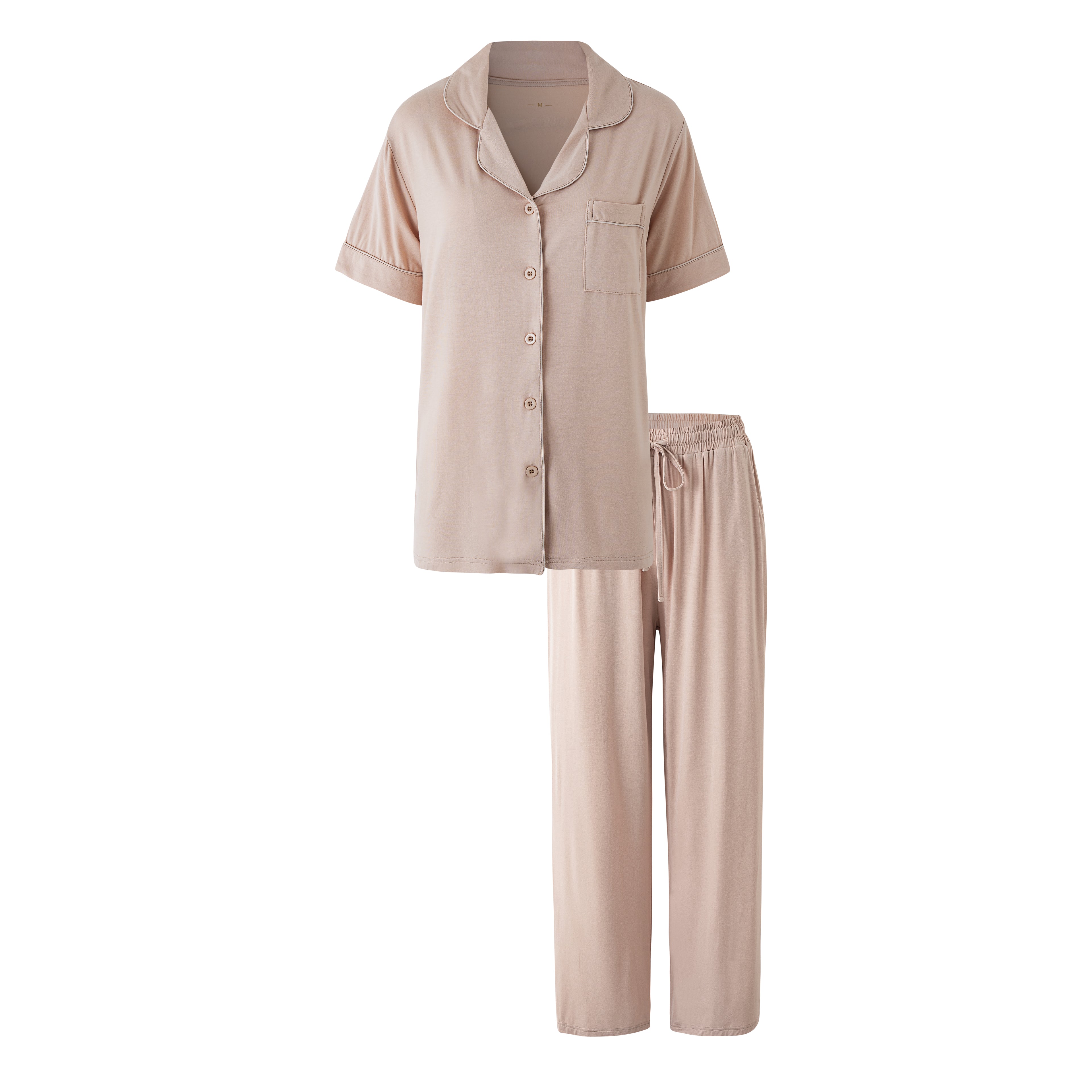 'Sophia' Relaxed Short Sleeved Long Pyjama Set