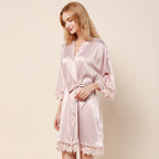 Satin Lace Bridal Party Robe - Sophia Design