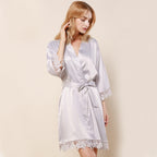 Satin Lace Bridal Party Robe - Sophia Design