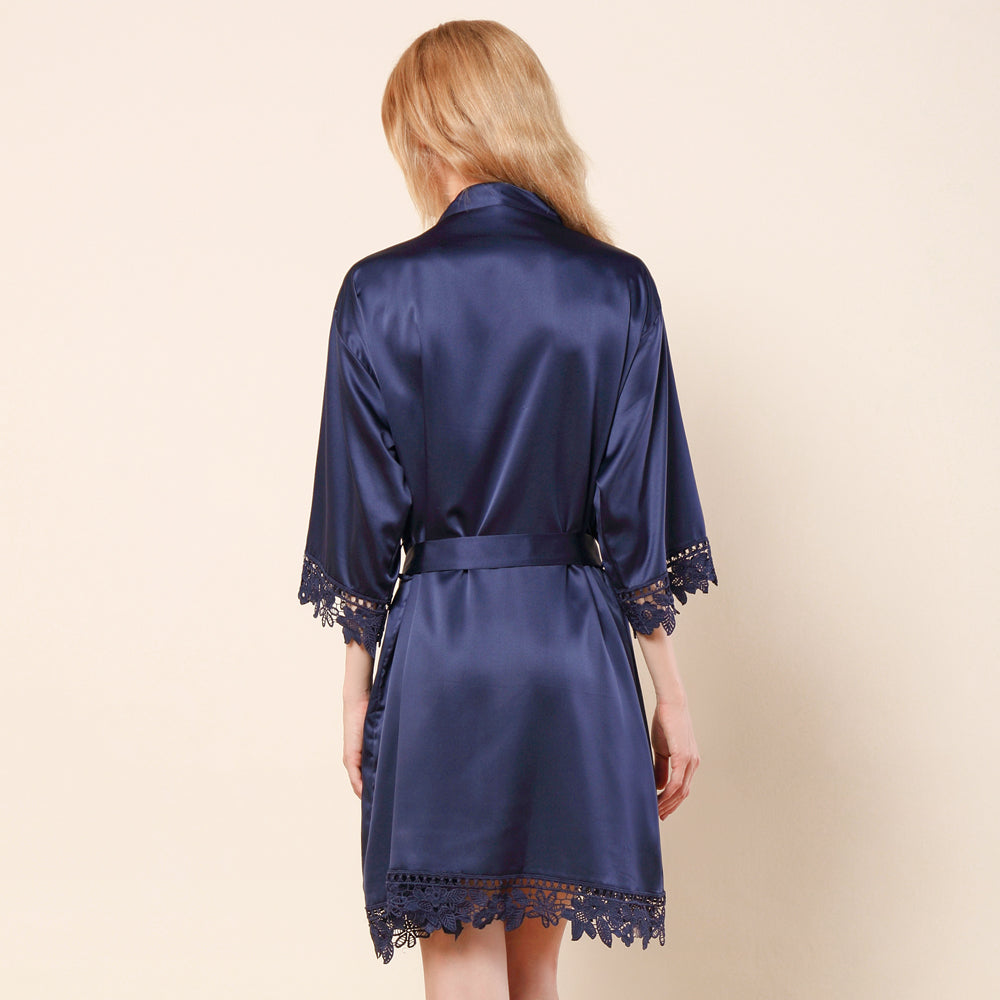 Satin Lace Bridal Party Robe - Sophia Design