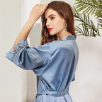 Satin Lace Bridal Party Robe - Sophia Design
