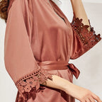 Satin Lace Bridal Party Robe - Layla Design