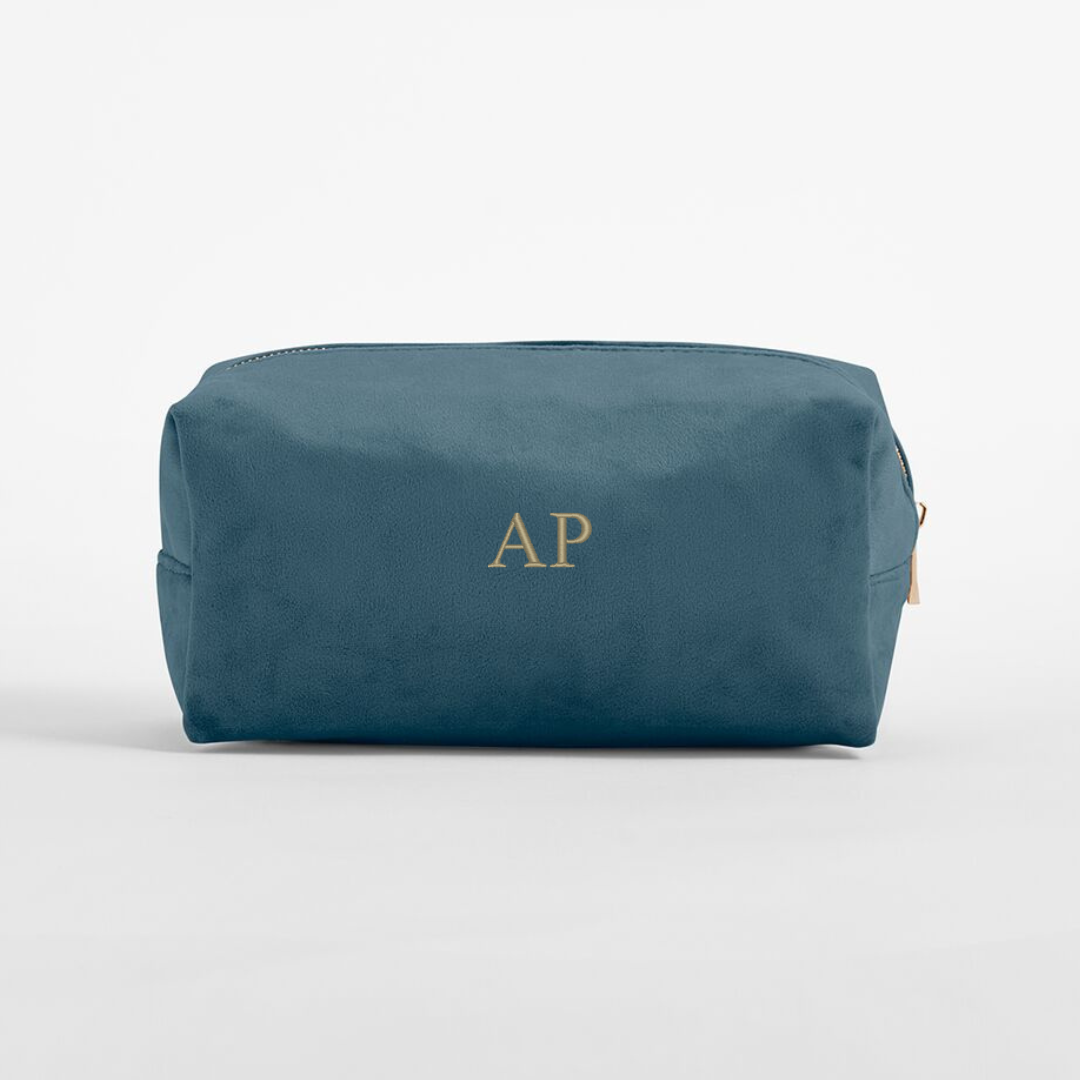 Velvet Monogrammed Make-up Bag