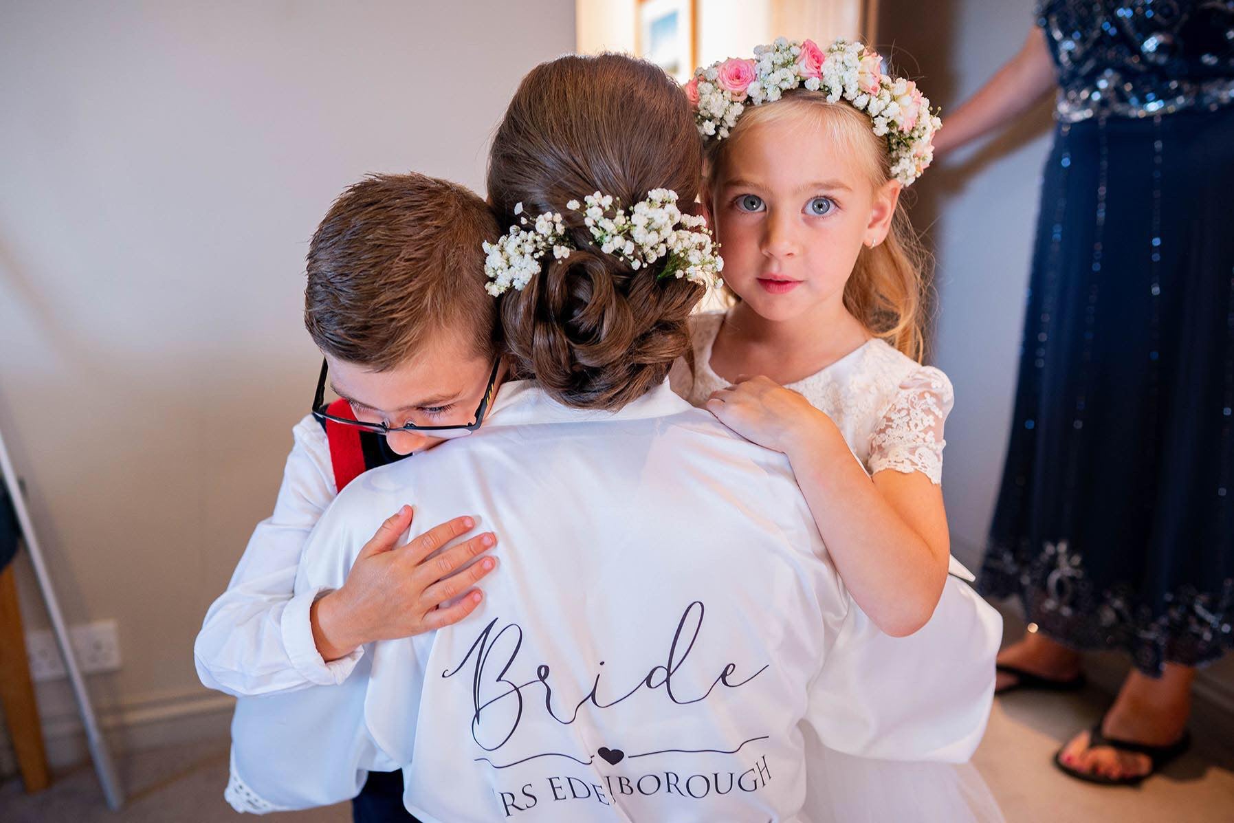 Satin Lace Bridal Party Robe - Sophia Design