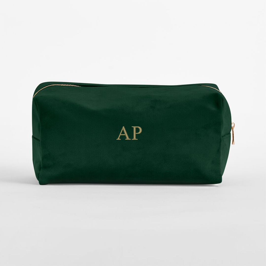 Velvet Monogrammed Make-up Bag
