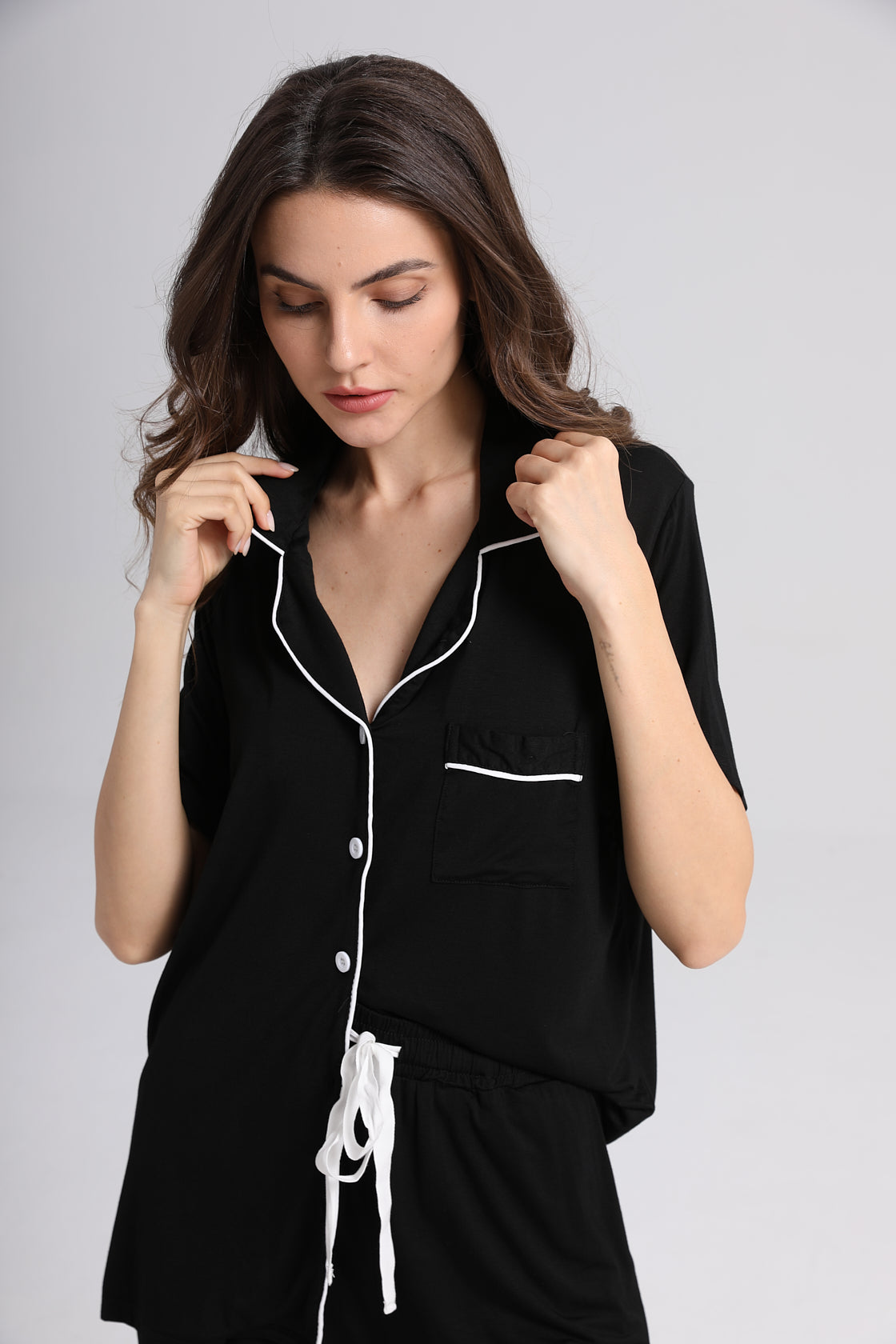 Embroidered Personalised Model Pyjamas - Black
