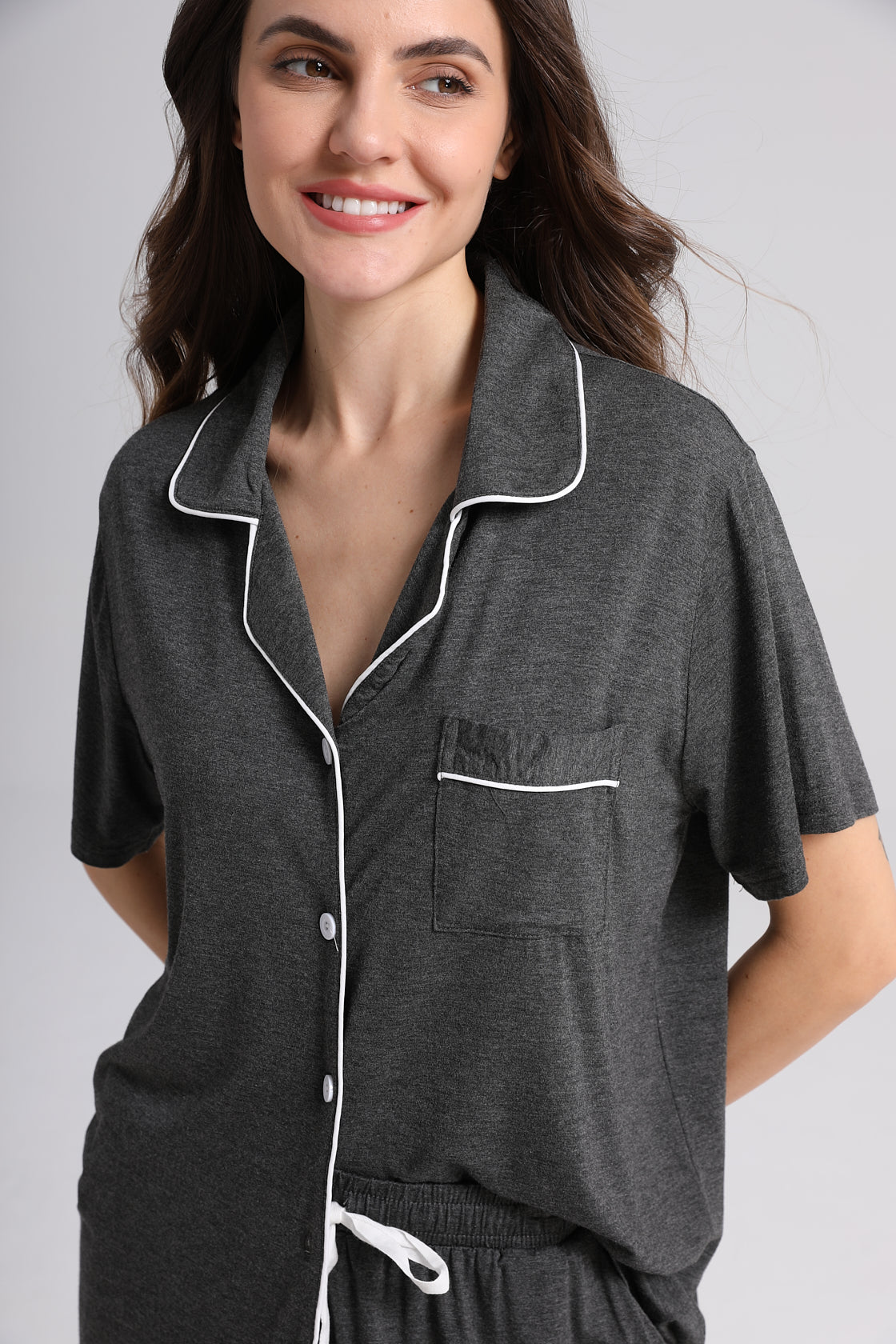 Embroidered Personalised Model Pyjamas - Charcoal