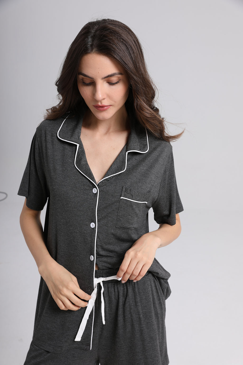 Embroidered Personalised Model Pyjamas - Charcoal