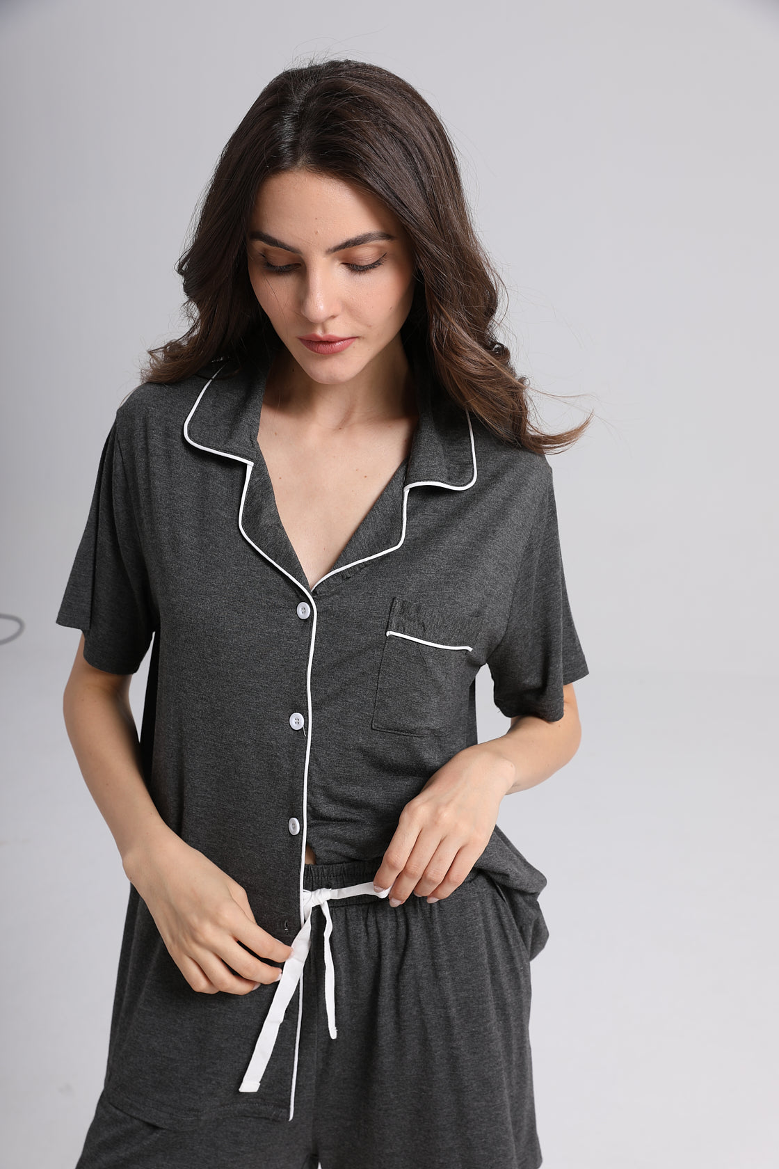 Embroidered Personalised Model Pyjamas - Charcoal