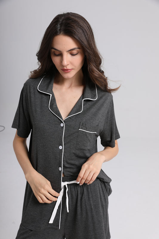 Embroidered Personalised Model Pyjamas - Charcoal