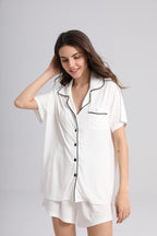Embroidered Personalised Model Pyjamas - Ivory
