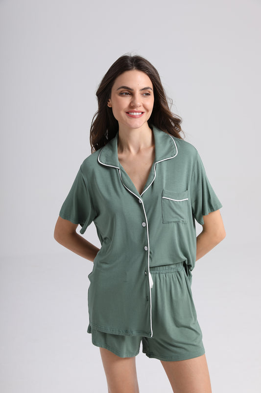 Embroidered Personalised Model Pyjamas - Dark Sage