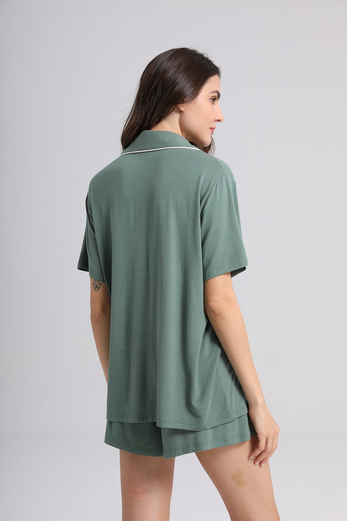 Embroidered Personalised Model Pyjamas - Dark Sage