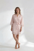 Satin Lace Bridal Party Robe - Sophia Design