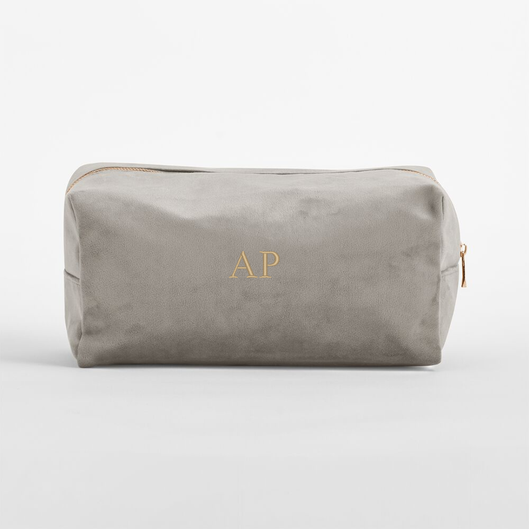 Velvet Monogrammed Make-up Bag