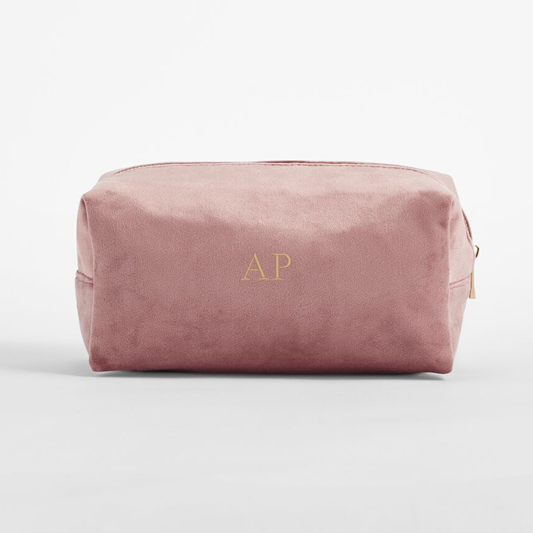 Velvet Monogrammed Make-up Bag