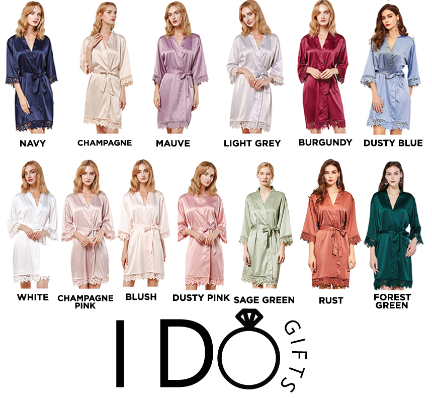 Satin Lace Bridal Party Robe - Lottie Design