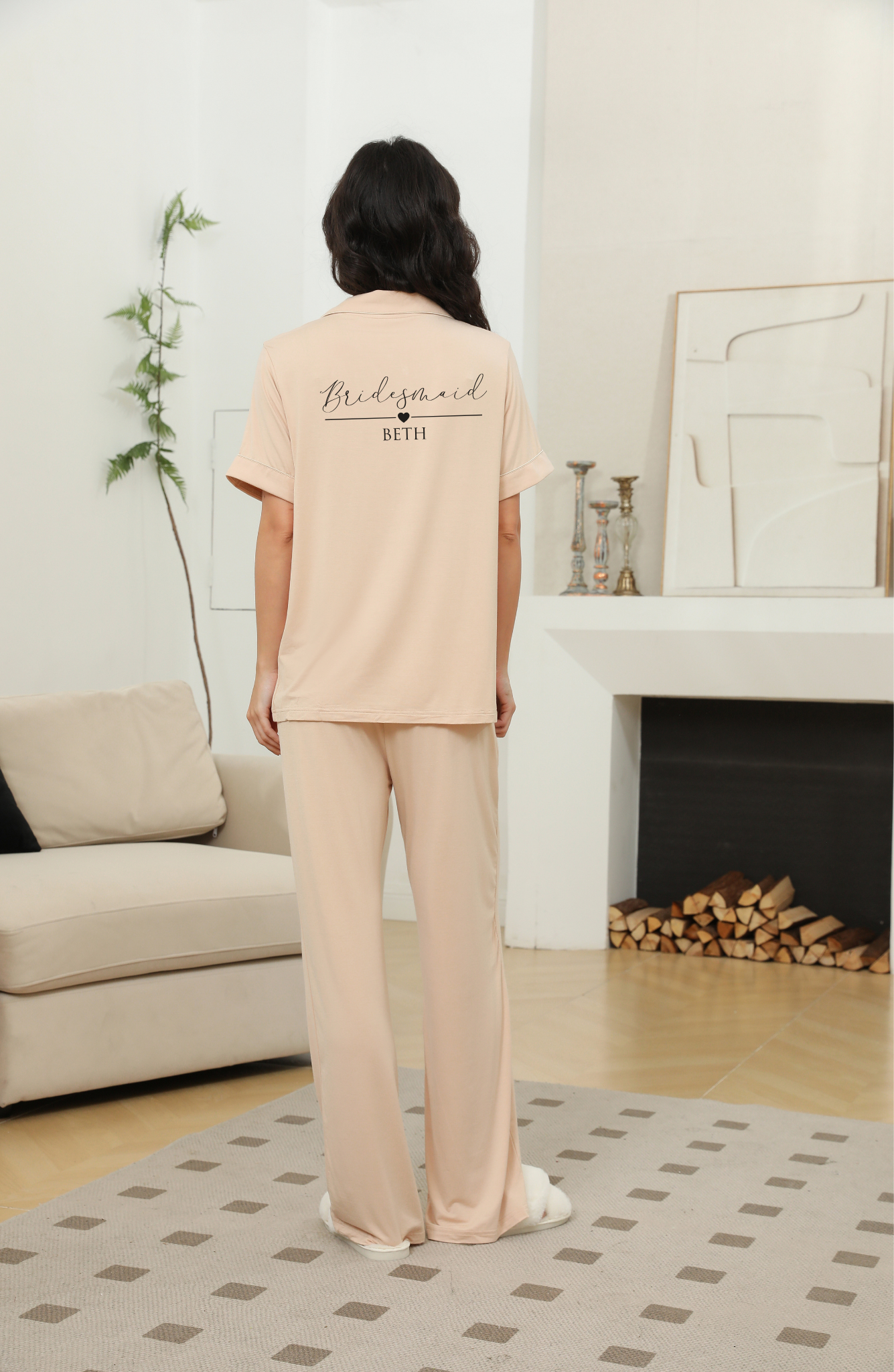 'Sophia' Relaxed Short Sleeved Long Pyjama Set