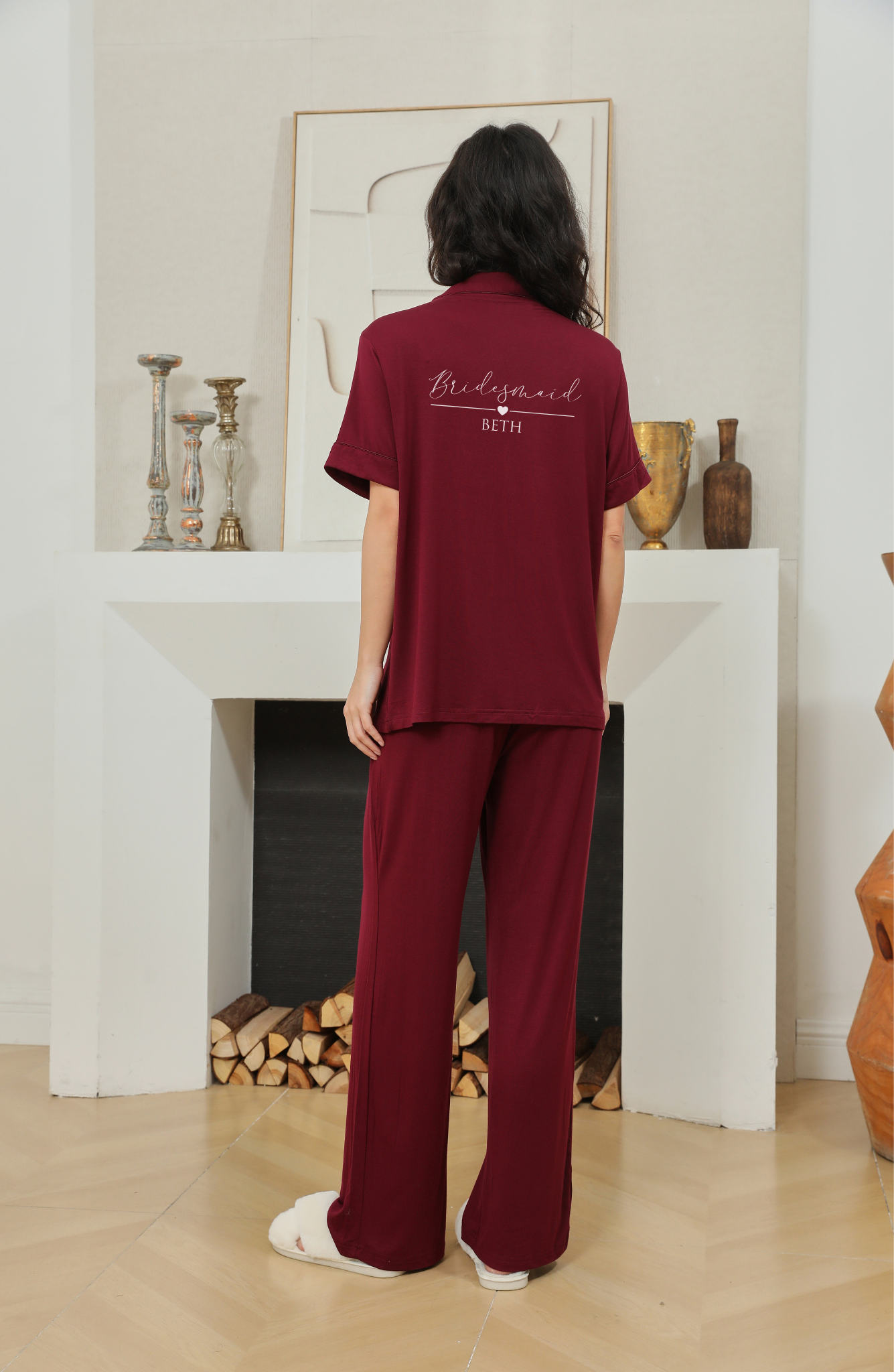 'Sophia' Relaxed Short Sleeved Long Pyjama Set