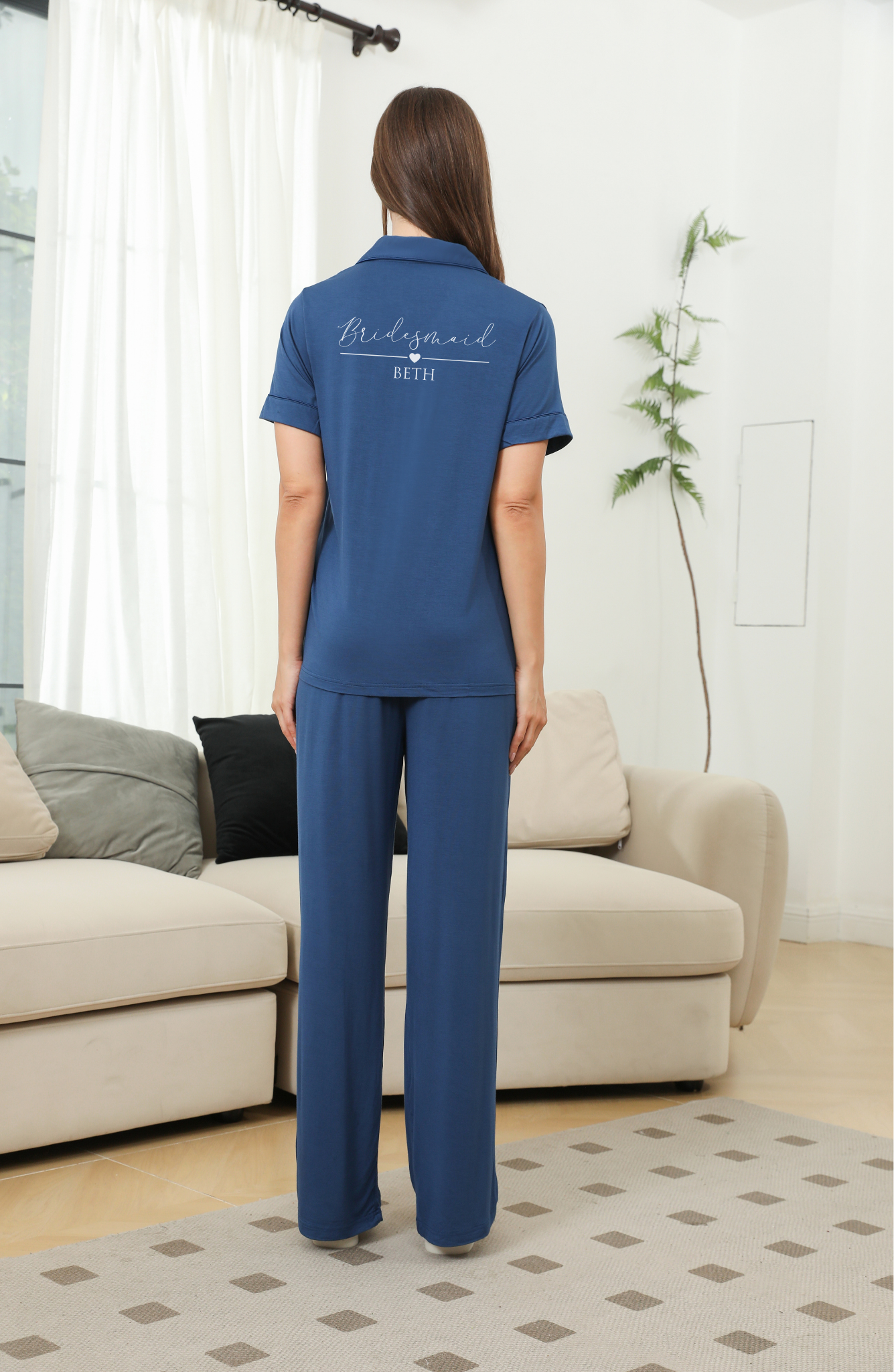 'Sophia' Relaxed Short Sleeved Long Pyjama Set
