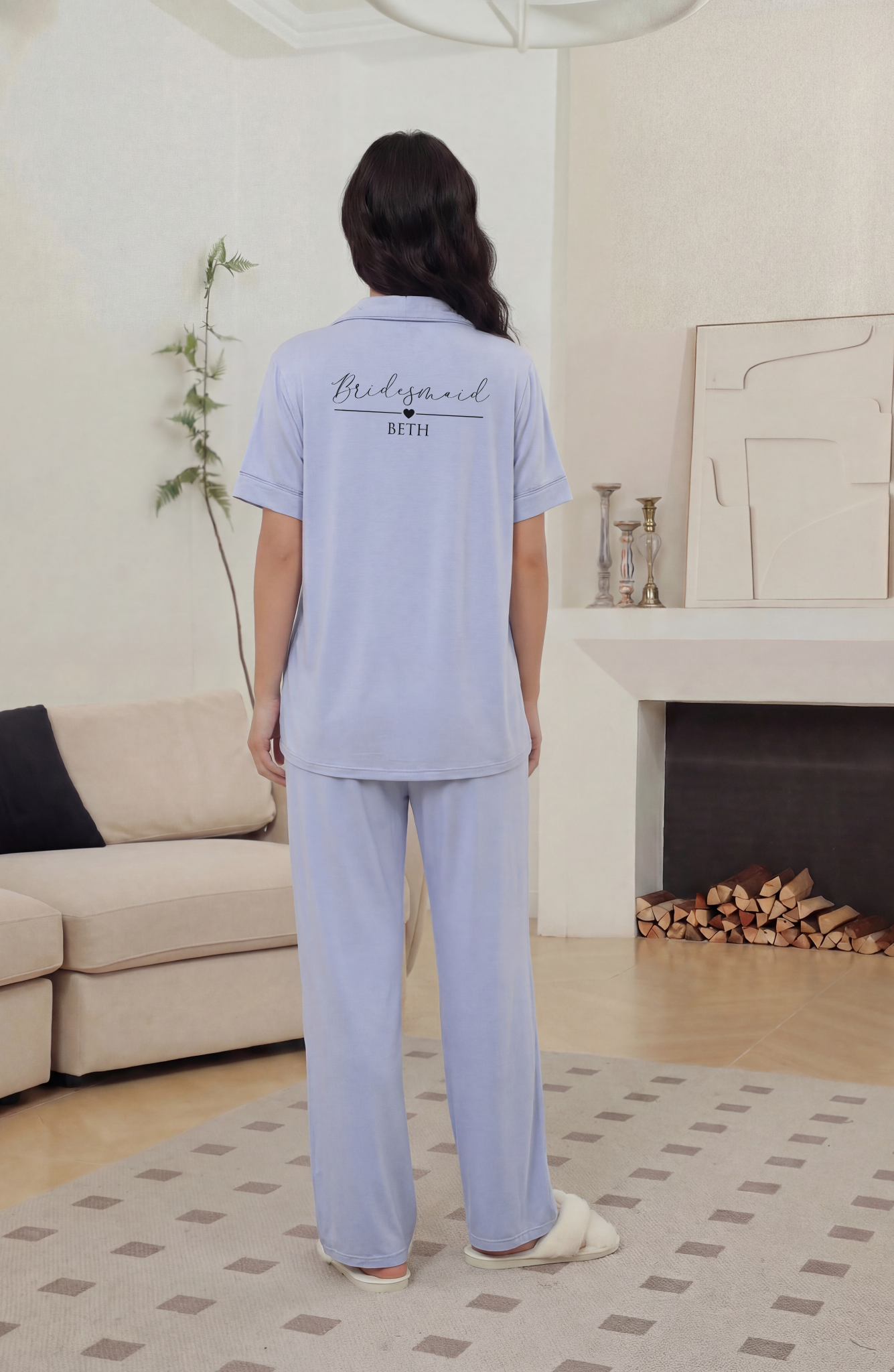 'Sophia' Relaxed Short Sleeved Long Pyjama Set