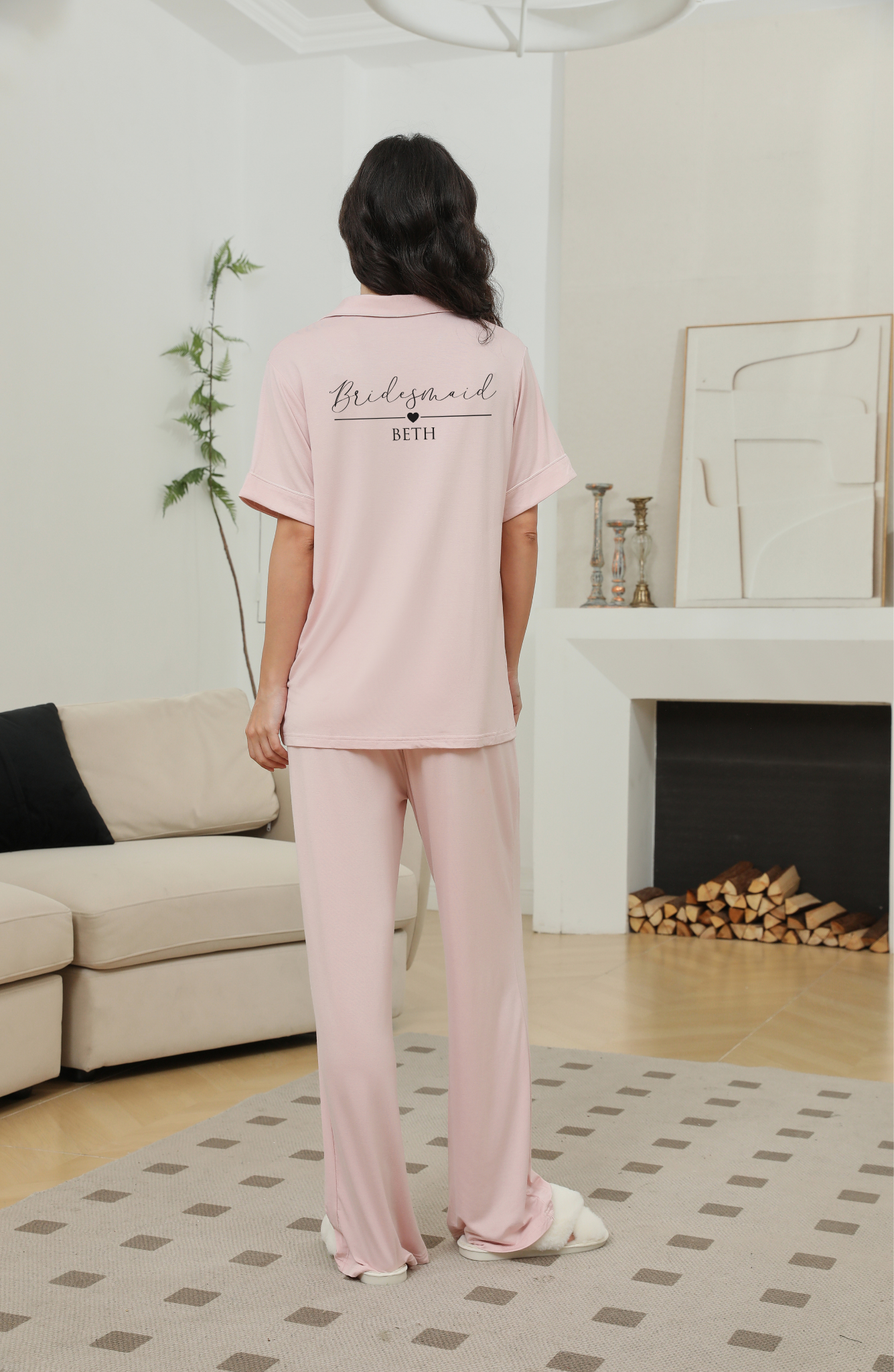 'Sophia' Relaxed Short Sleeved Long Pyjama Set