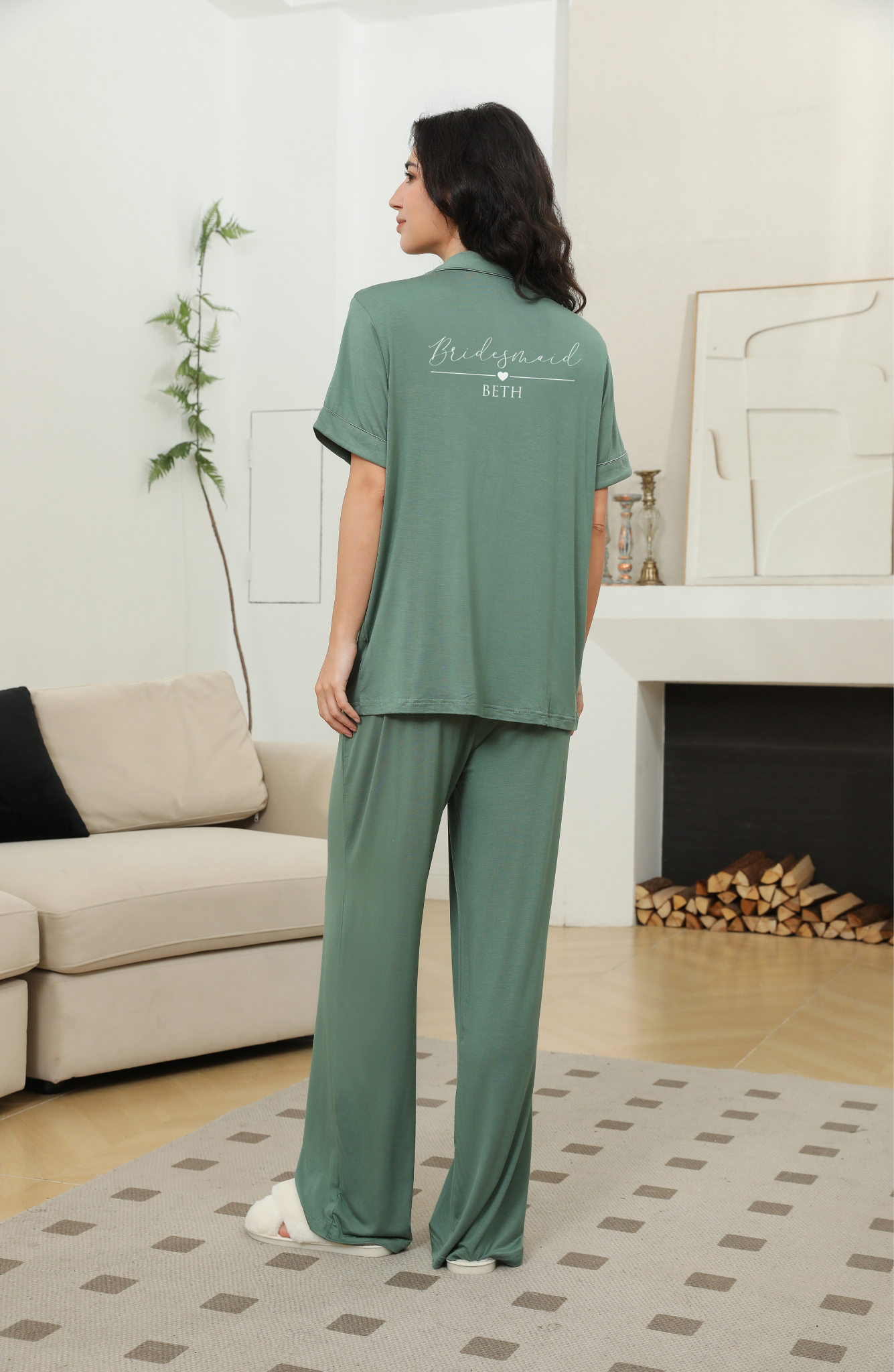 'Sophia' Relaxed Short Sleeved Long Pyjama Set