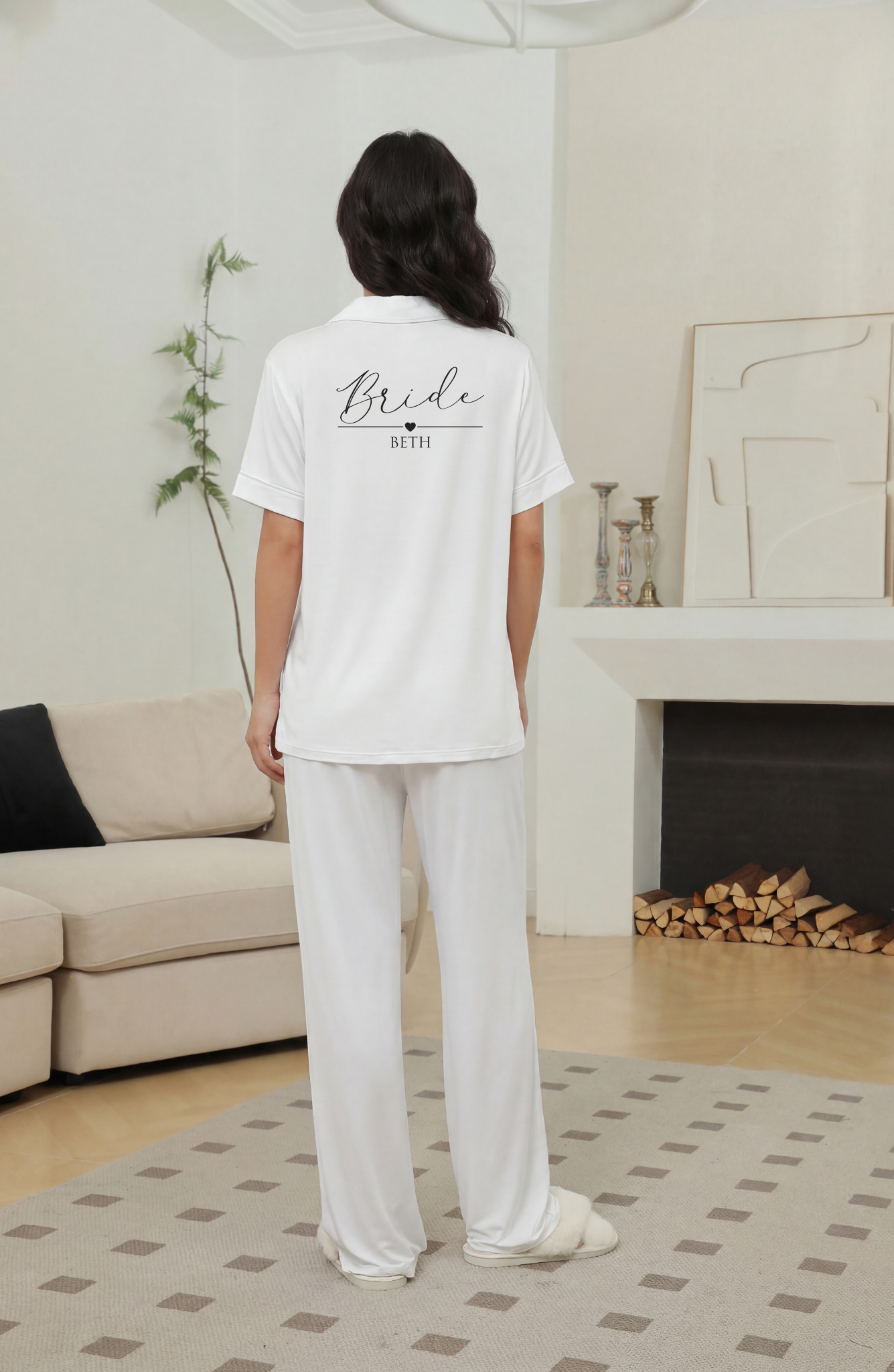 'Sophia' Relaxed Short Sleeved Long Pyjama Set