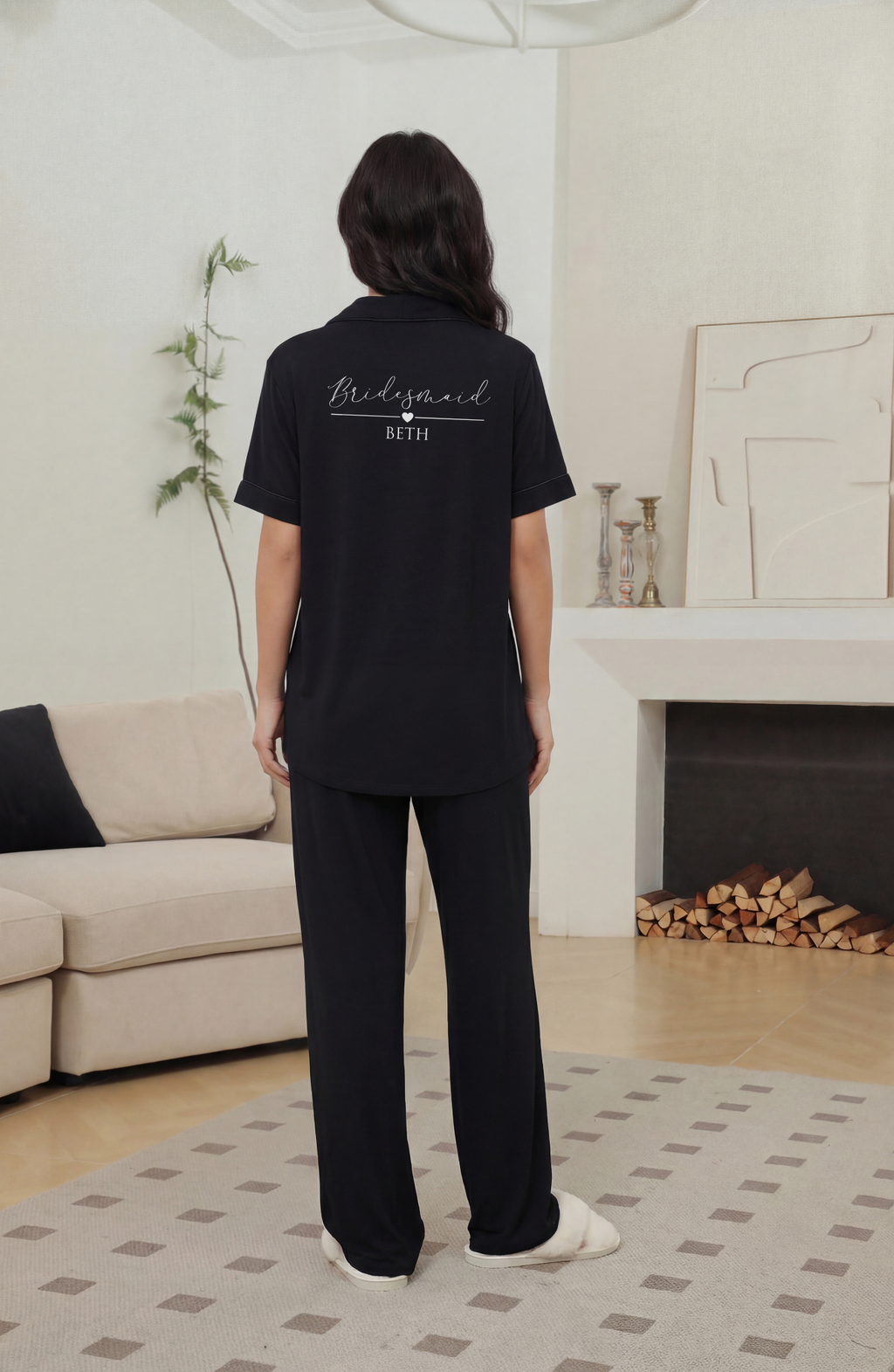 'Sophia' Relaxed Short Sleeved Long Pyjama Set
