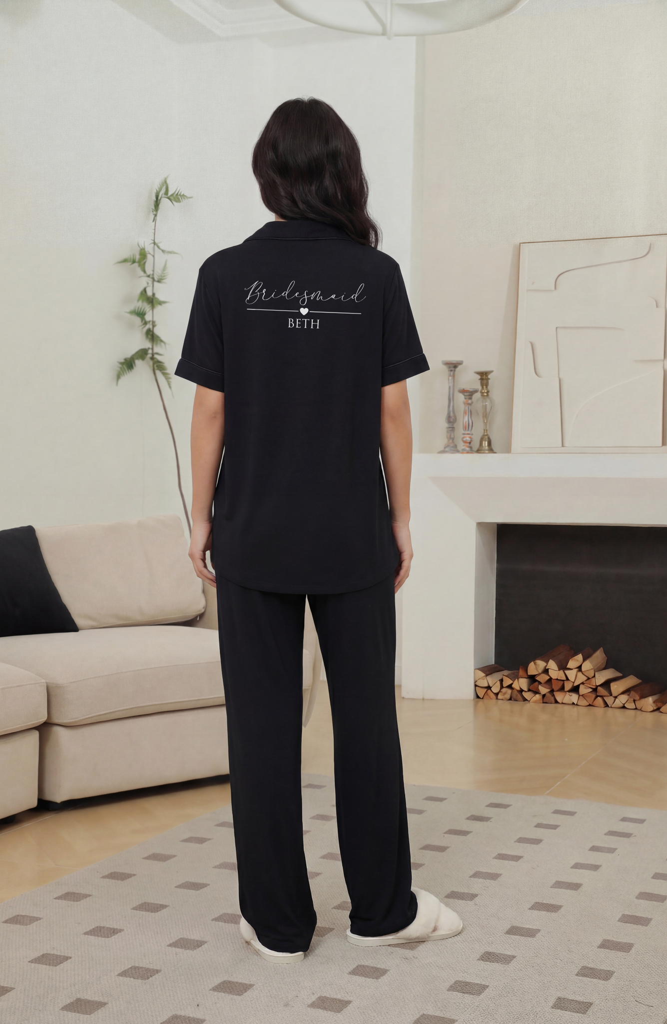 'Sophia' Relaxed Short Sleeved Long Pyjama Set