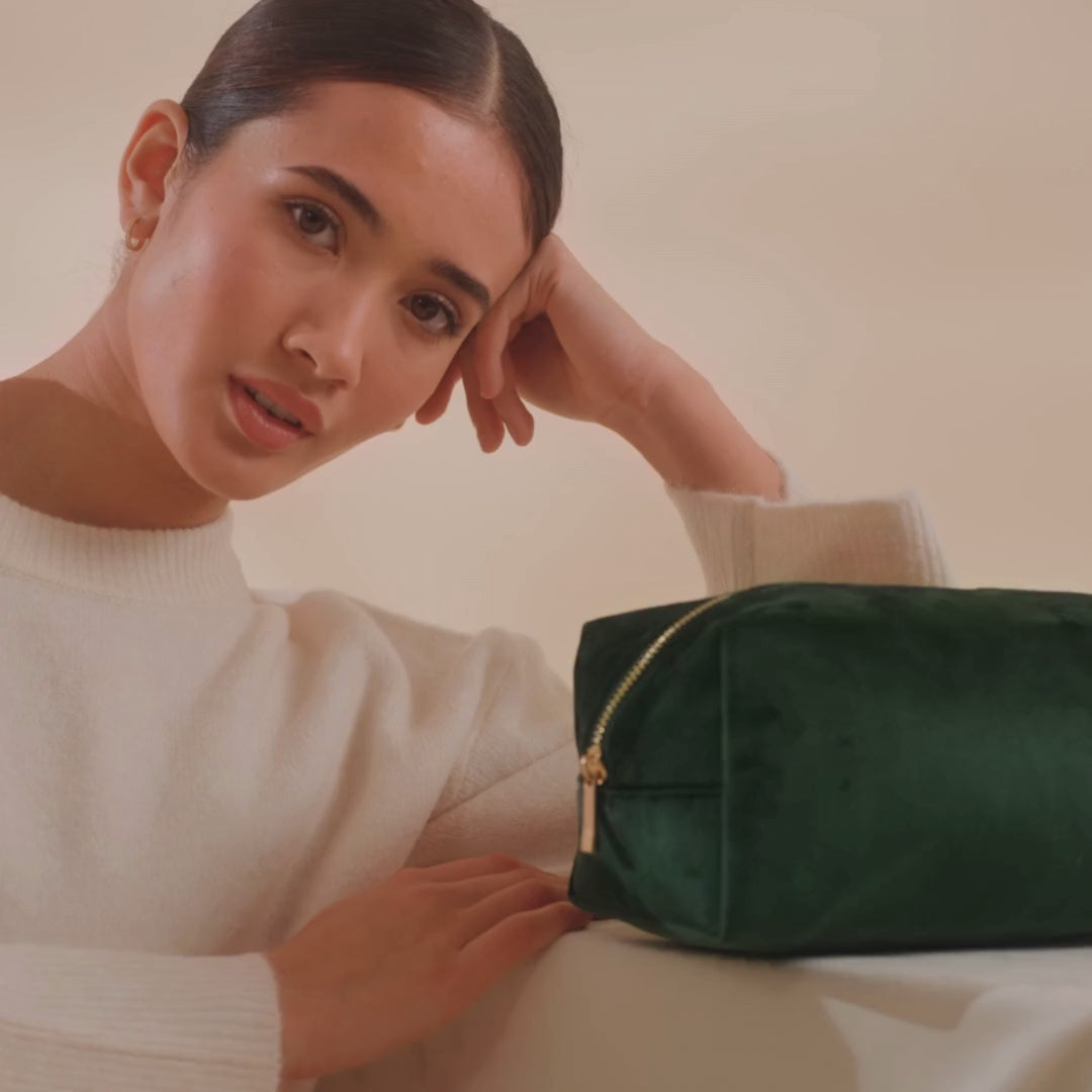 Velvet Monogrammed Make-up Bag